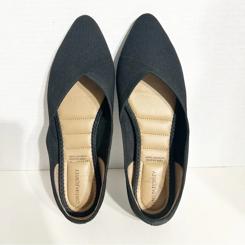 Cynthia Rowley Textile Pointed Toe Slip On Ballet Flats Cushion Heel and Footbed